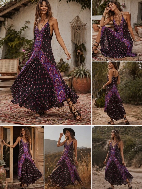 Free People Dresses & Skirts - Free People Maxi Patchwork Slip Dress Small Hippie Coachella Indie Festival